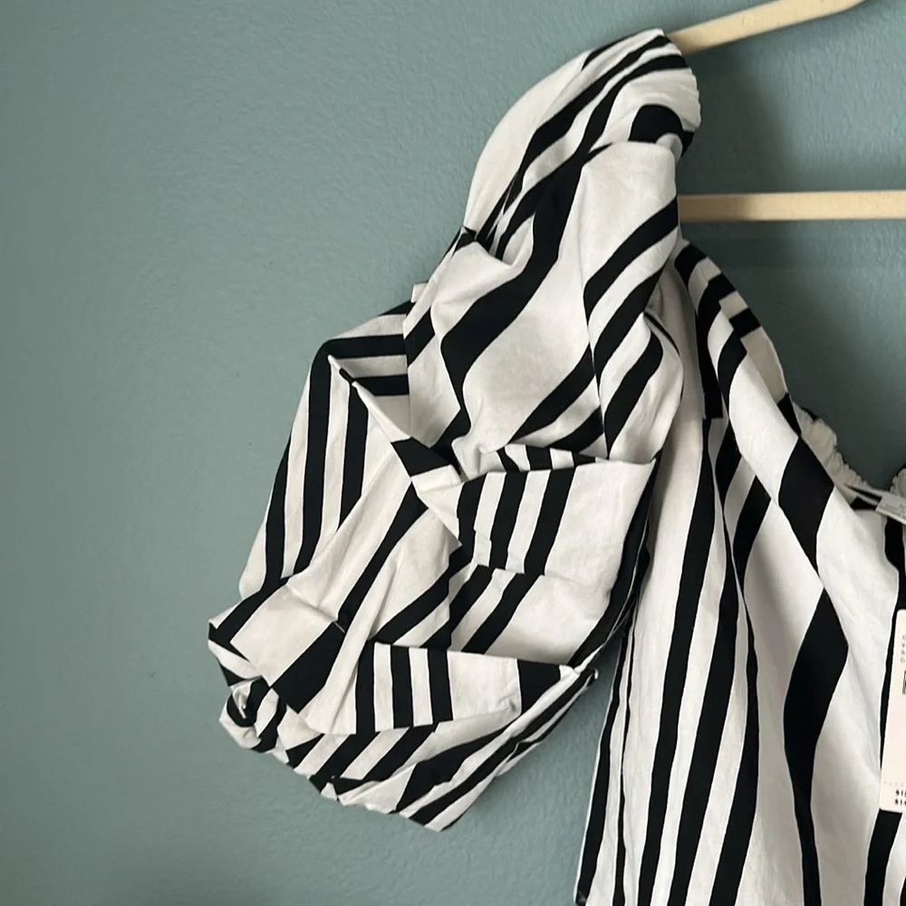 NEW! Mare Mare X Anthropologie Off The Shoulder Blouse Black & White Size Xs